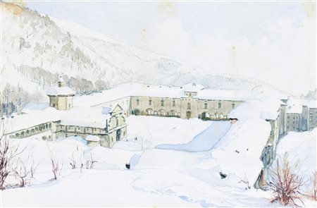 Francesco Monzeglio OROPA acquarello su carta Fabriano, cm 31x47 firma...