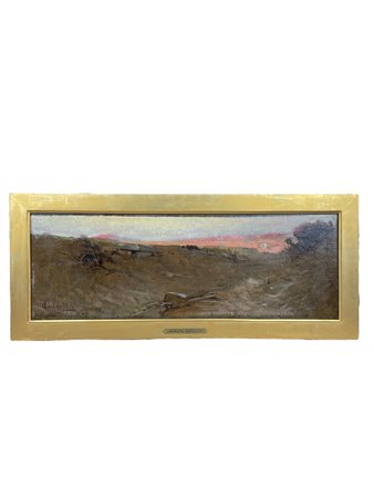 Onorato Carlandi (1848 - 1939) Paesaggio inglese al tramonto fine del XIX...