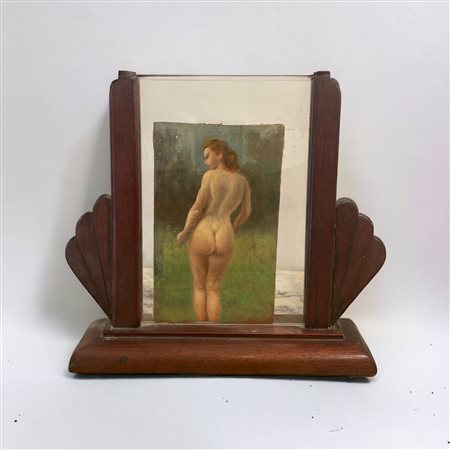 Nudo di schiena olio su tavoletta. In cornice coeva. Dimensioni tavoletta: 15...