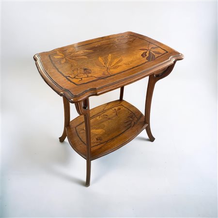 Emile Gallé (1846 - 1904) Tavolino a due piani fine del XIX secolo legno di...