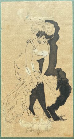 Pietro Scoppetta (1863 - 1920) L'entreneuse china e acquarello su carta...