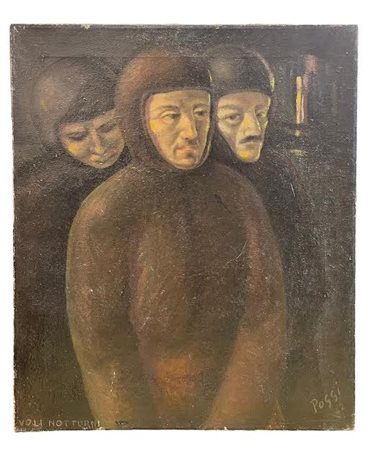 Voli notturni 1942 olio su tela 66 x 56 cm. Recante la firma in basso a...