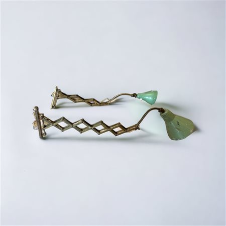 Due appliques da parete estensibili anni '50 del XX secolo metallo, ottone ....