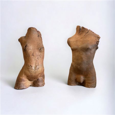 Coppia di busti in terracotta Terracotta 65 x 31cm. Coppia di torsi maschile...