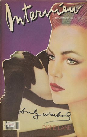 Andy Warhol INTERVIEW, DIANE LANE pennafeltro su copertina della rivista, cm...