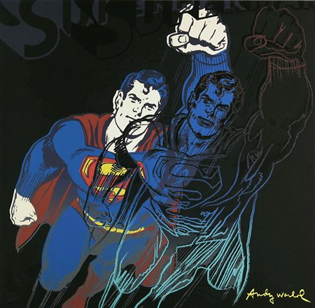 Da Andy Warhol SUPERMAN fotolitografia su cartoncino, cm 60x60; es. 223/2.400...