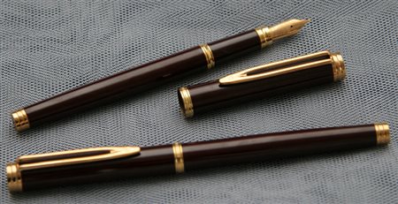 Waterman Gentleman stilografica + penna a feltro - lacca bordeaux e...