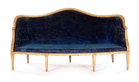 Divano a paniere in legno laccato, fine del XVIII secolo
