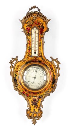  Barometro e termometro in legno dipinto, XIX secolo