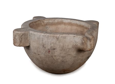 Grande mortaio bocciardato in marmo bianco, XVII secolo