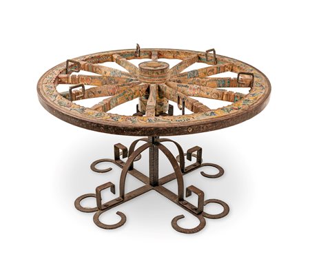  Tavolo da centro in legno e ferro battuto