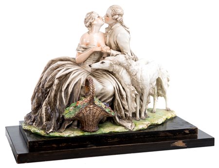 Guido Cacciapuoti Grande gruppo in ceramica policroma, Anni Trenta