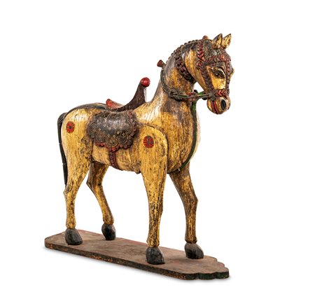  Grande cavallo in legno dipinto, Cina, XIX secolo