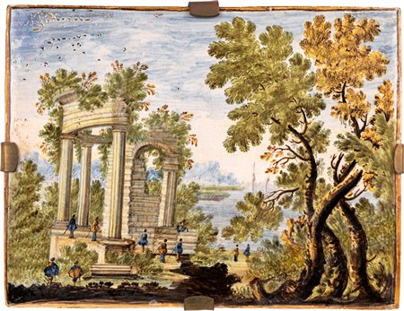  Mattonella in maiolica policroma, Castelli, seconda metà del XVIII secolo