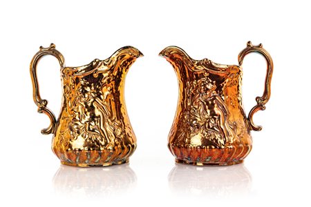  Coppia di brocche vittoriane in ceramica a lustro, XIX secolo