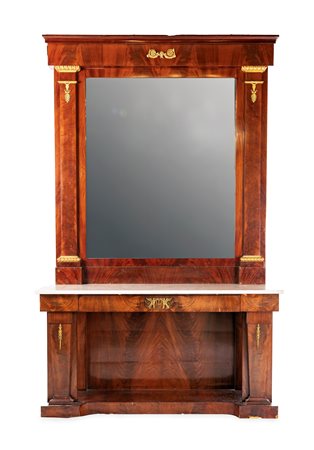  Console con specchiera in mogano d'epoca Impero