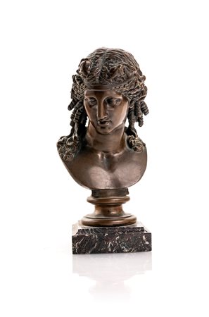 Achille Collas Busto di Arianna in bronzo brunito, fonderia Ferdinand Barbedienne, seconda metà del XIX secolo