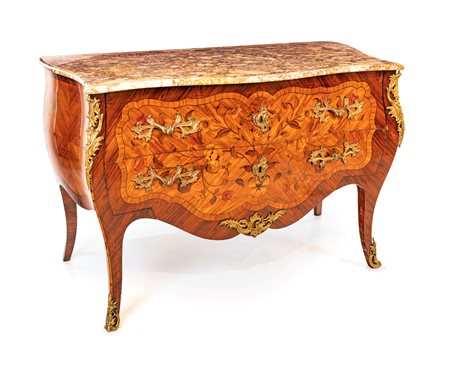  Cassettone in ebano viola e legno di rosa, Francia, XIX secolo