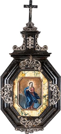  Altarolo in legno ebanizzato e argento, XVIII secolo