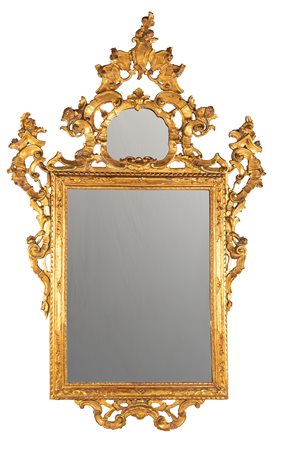  Specchiera in legno intagliato e dorato, XVIII secolo