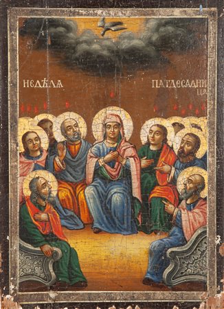 Scuola russa del XIX secolo Icona raffigurante la Pentecoste