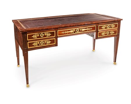  Bureau plat Luigi XVI in mogano, Francia, XIX secolo