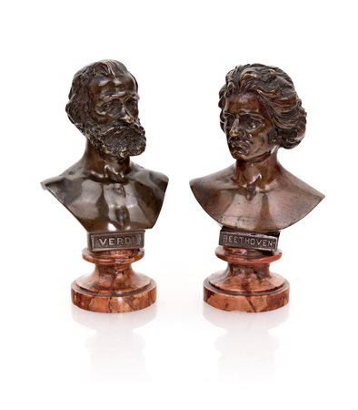  Coppia di piccoli busti di musicisti, fine del XIX secolo