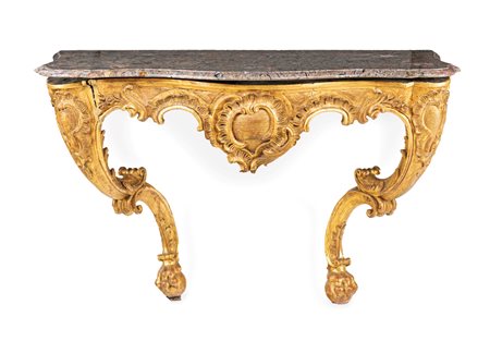  Console d'applique in legno intagliato e dorato, XVIII secolo