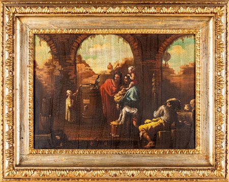 Pittore bambocciante del XVII secolo Sosta di viandanti