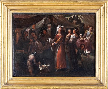 Scuola fiamminga del XVIII secolo Scena di mercato