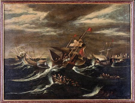 Pittore del XVIII secolo Battaglia navale