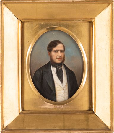 Pittore del XIX secolo Piccolo ritratto di gentiluomo