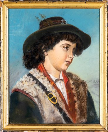 Pittore della fine del XIX secolo Giovane ciociaro con cappello