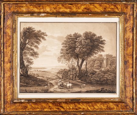 Alessandro Castelli Paesaggio arcadico con mandria al pascolo