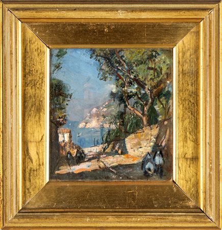 Gennaro Villani Costiera amalfitana con personaggi