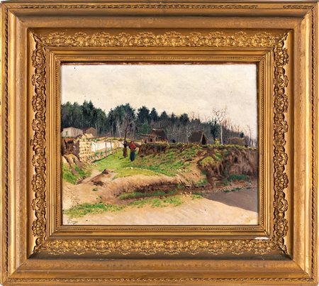 Gaetano Jerace Paesaggio con lavandaie