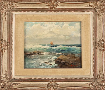 Ezelino Briante Mareggiata con veliero