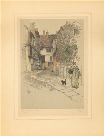  Scorcio di paese con donna e gatto