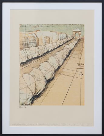 CHRISTO Wrapped trees, Champs Elysees 1969