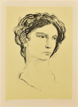 Pietro Annigoni RITRATTO litografia su carta, cm 70x50; es. 90/100 firma