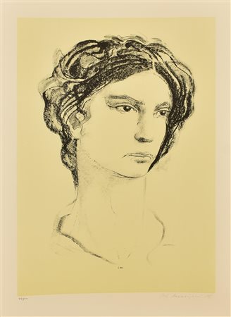 Pietro Annigoni RITRATTO litografia su carta, cm 70x50; es. 88/100 firma