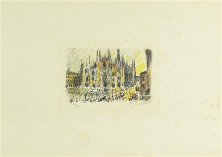 Michele Cascella DUOMO DI MILANO litografia su carta, cm 13x18; es. 66/150...
