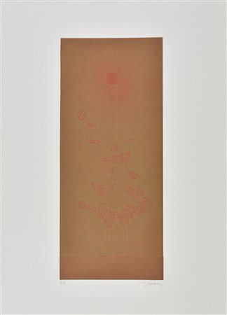 Francesco Casorati FARFALLA E SOLE ROSSO incisione su carta, battuta cm...