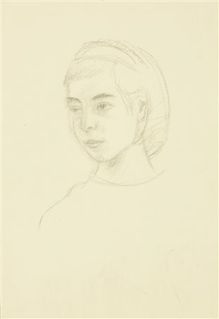 Enrico Allimandi FANCIULLA matita su carta, 50x36 cm eseguita nel 1950 circa