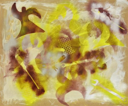Riccardo Conte DANCE WORK spray su mdf, cm 60x80 firma e data sul retro:...