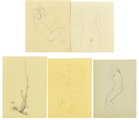 Marcello Boglione LOTTO DI 5 DISEGNI matita su carta, cm 35x25 ciascuno ca....