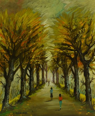 Angelo Mariani VIALE DEI TIGLI- VIAREGGIO,1989 olio su tela, cm 50x40 firma...