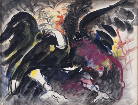 EDOUARD PIGNON (Marbles le Mines, 1905 - Parigi, 1993) Combat de coqs 1974...