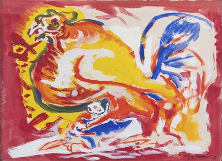 EDOUARD PIGNON (Marbles le Mines, 1905 - Parigi, 1993) Le couq rouge - journe...