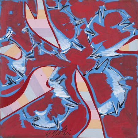 SERGIO DANGELO (Milano, 1932 - 2022) Squali olio su tela cm. 60x60 firma e...